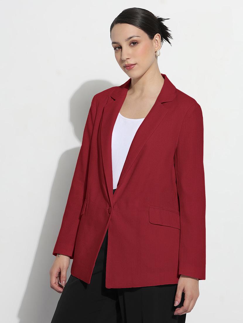 women solid long sleeve single breasted blazer - 21982829 - Zoom Image - 0