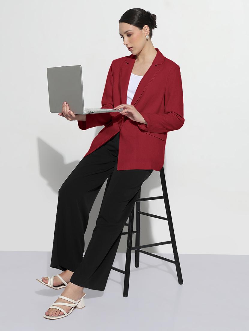 women solid long sleeve single breasted blazer - 21982829 - Standard Image - 4