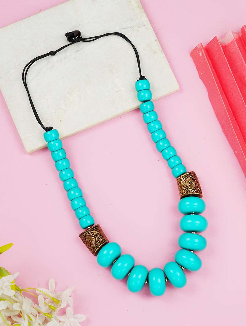 ethnic tribal handmade resin beaded fashion long necklace