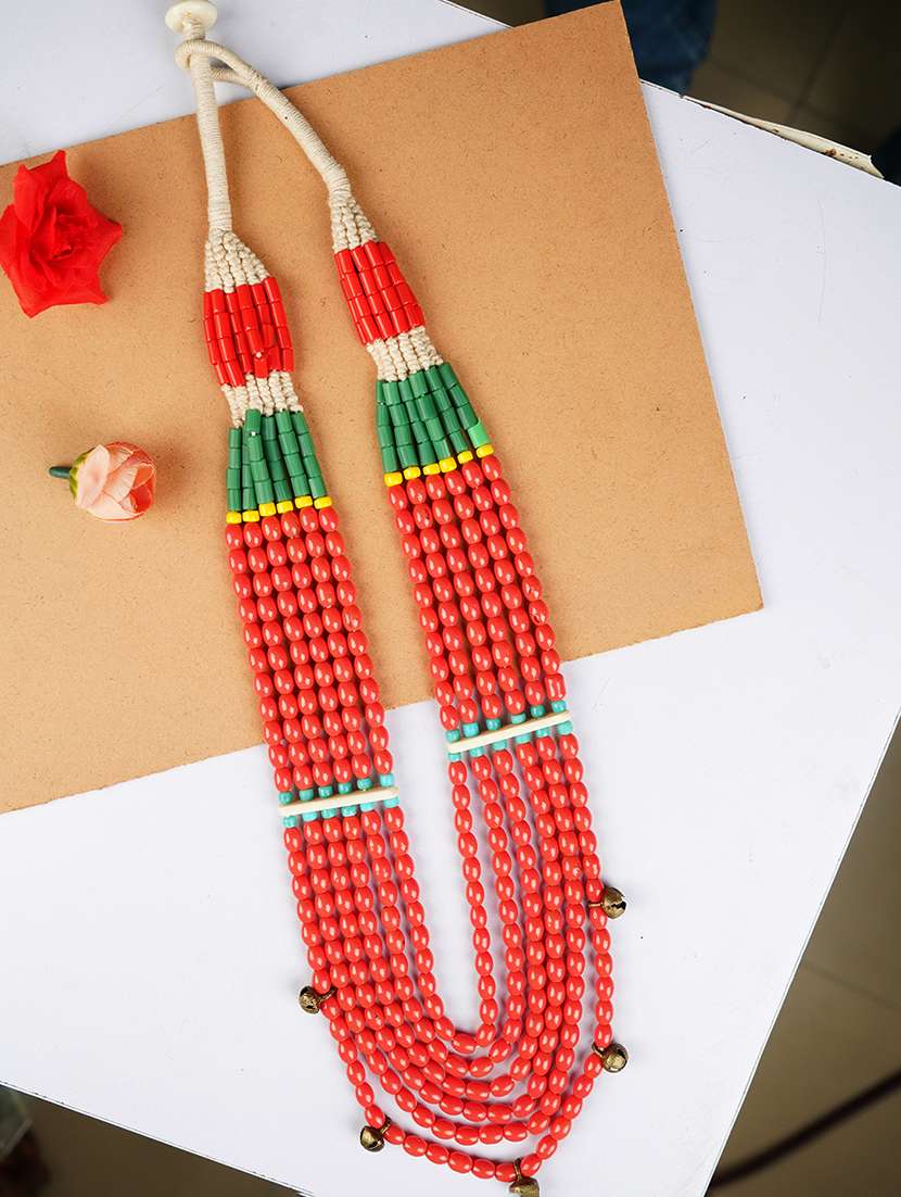 ethnic naga tribal handmade resin beaded fashion long necklace