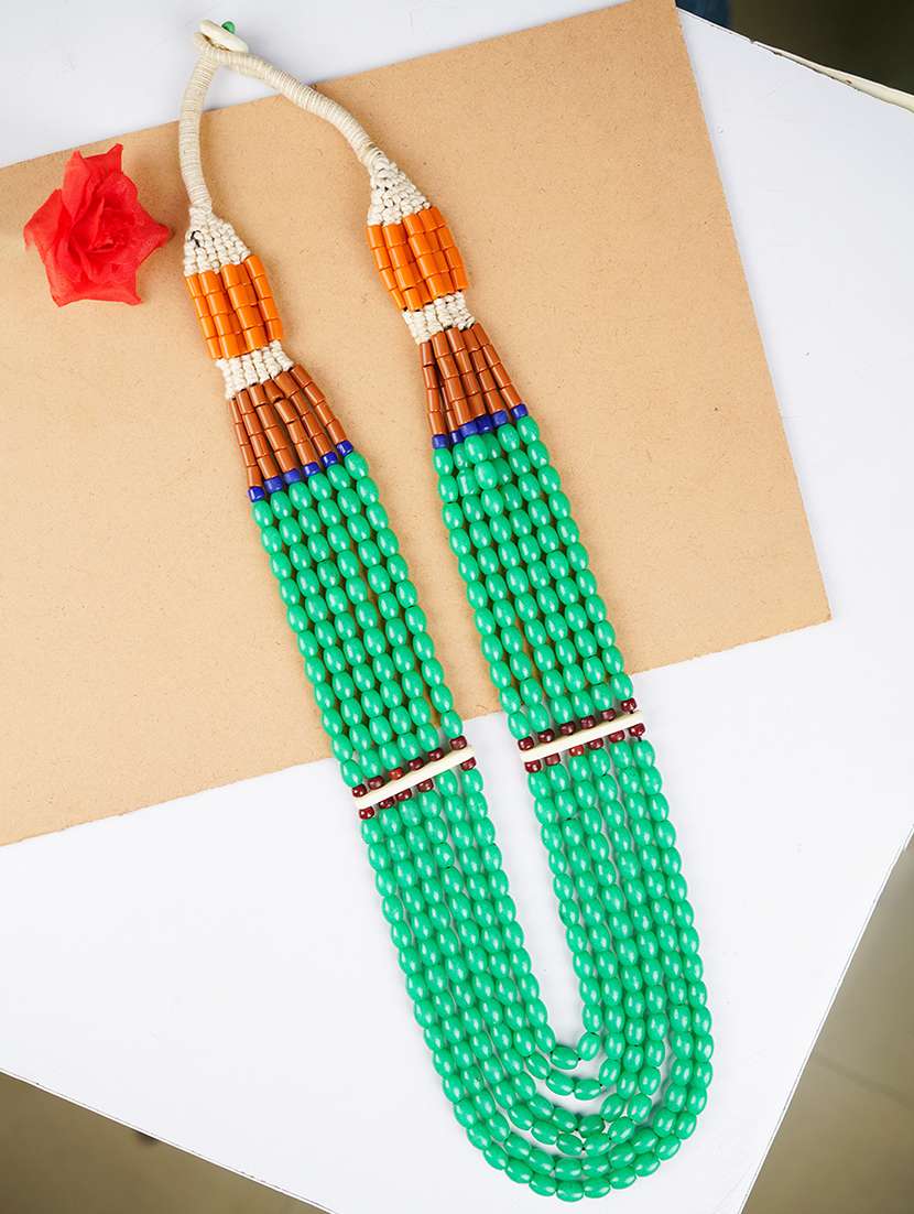 ethnic naga tribal handmade resin beaded fashion long necklace