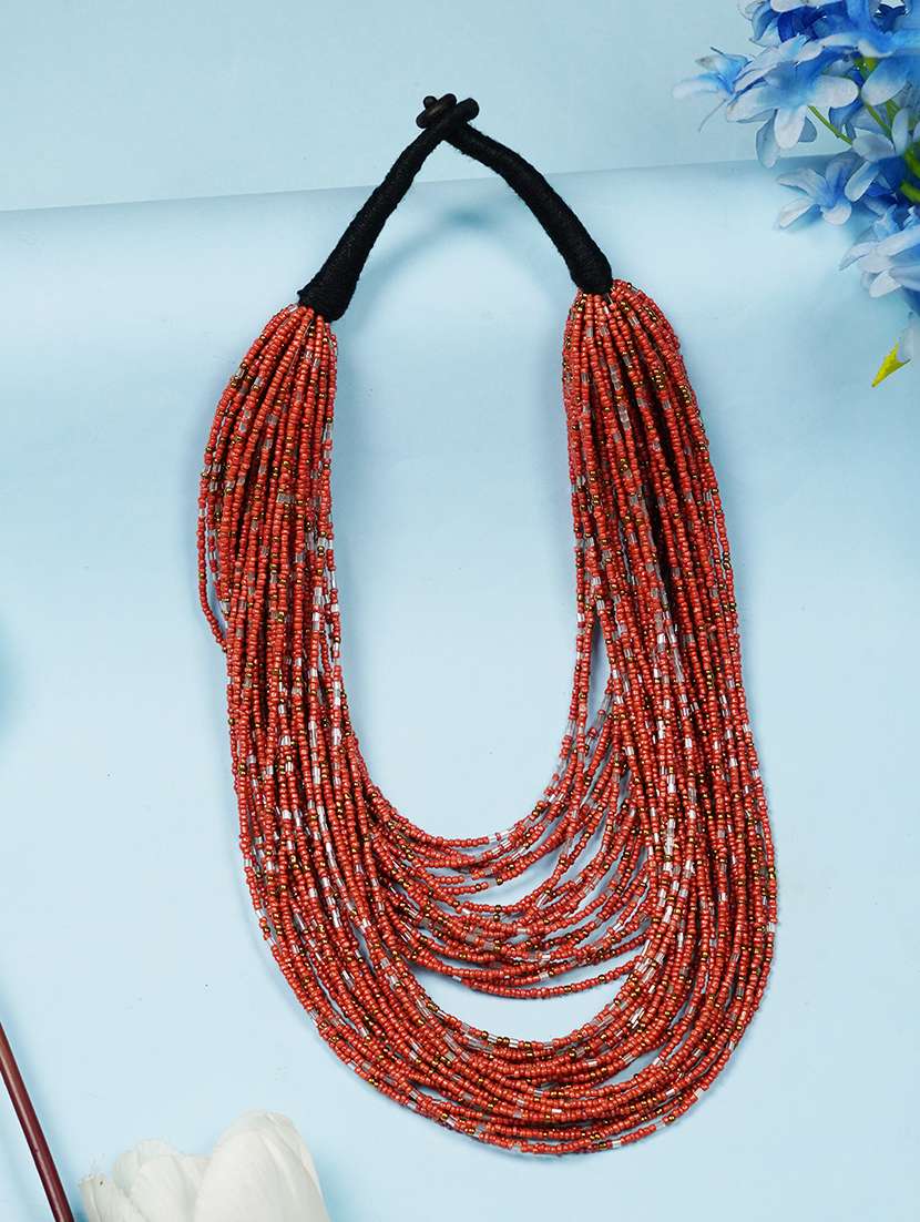 ethnic tribal handmade resin beaded fashion long necklace