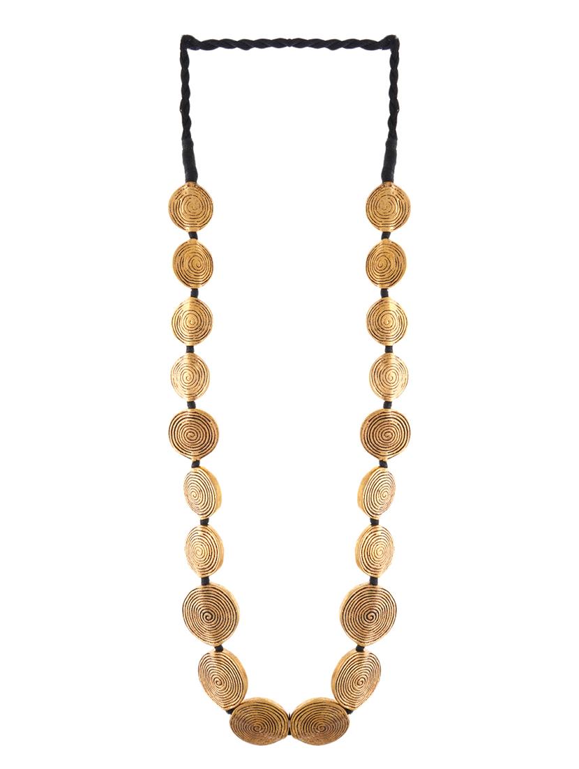 golden ethnic tribal handmade fashion long coin necklace - 21982877 - Standard Image - 1