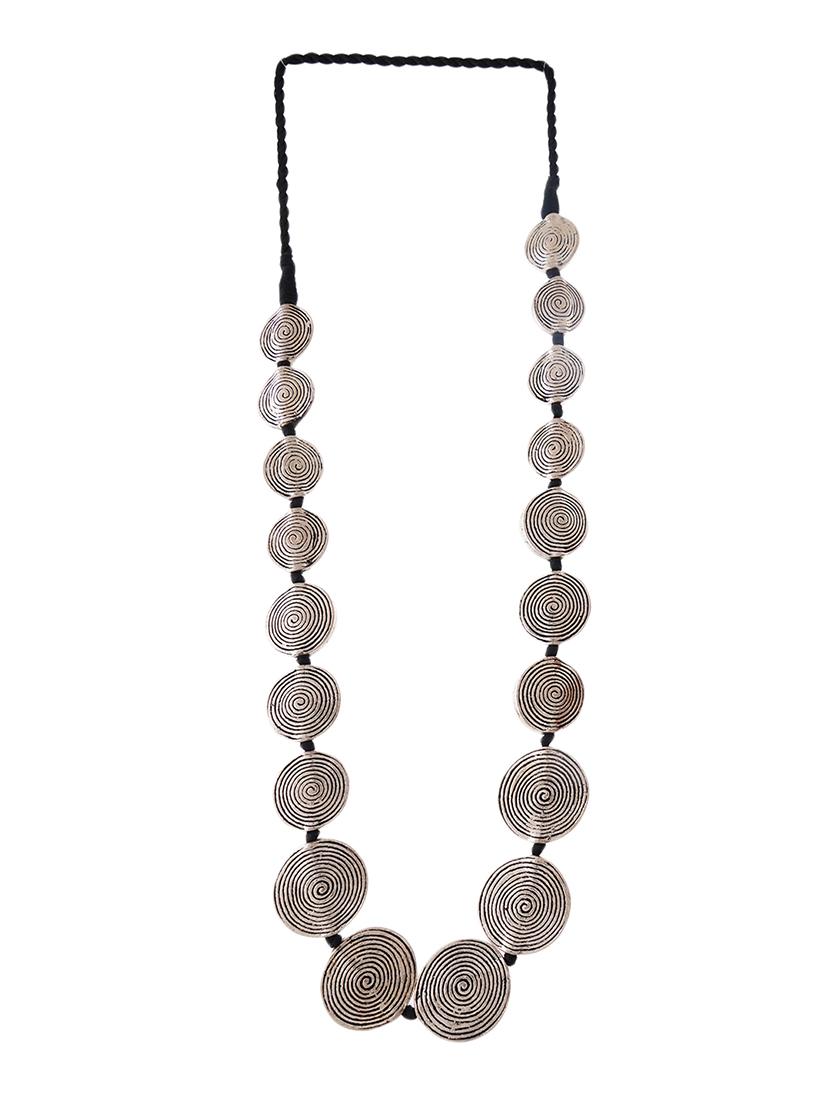 silver ethnic tribal handmade fashion long coin necklace - 21982878 - Standard Image - 1