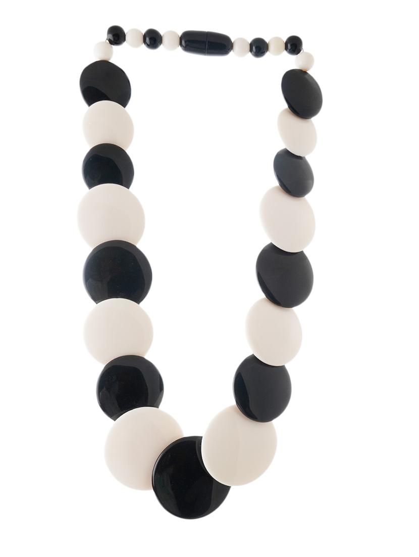 black & white ethnic tribal handmade resin beaded fashion necklace - 21982909 - Standard Image - 1