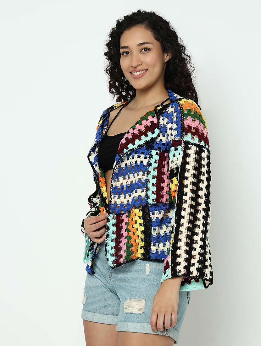 women selgf esigned long sleeve crochet shrug - 21982929 -  Standard Image - 1