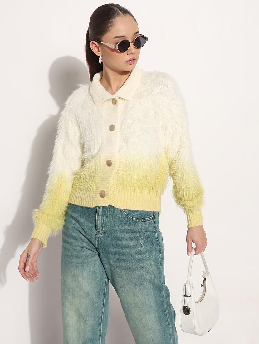 women ombre collared long sleeve cardigan - 21982932 -  Zoom Image - 0