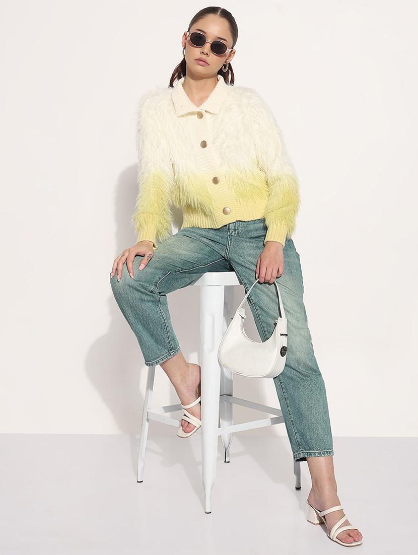 women ombre collared long sleeve cardigan - 21982932 - Standard Image - 4