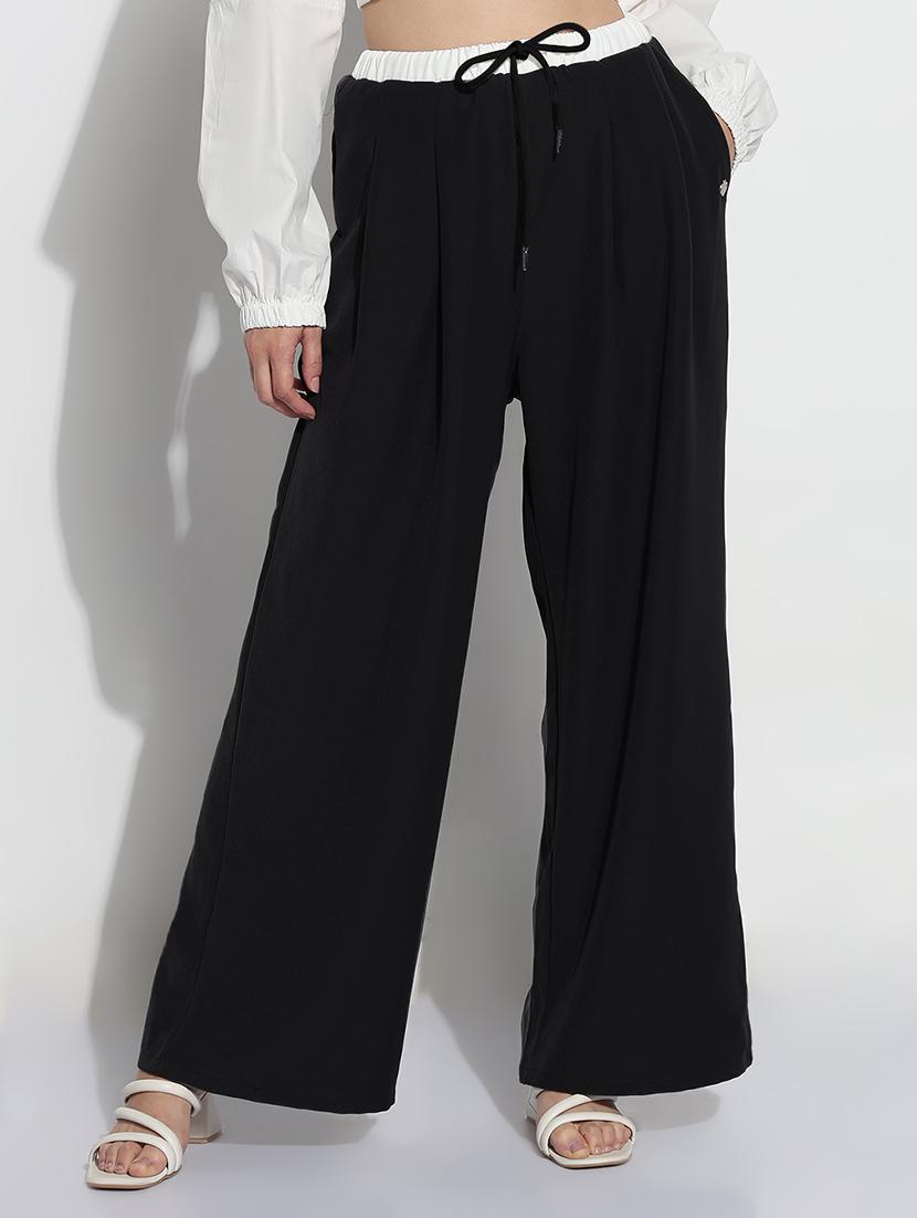 women solid high rise pleated korean pants - 21982934 - Standard Image - 4