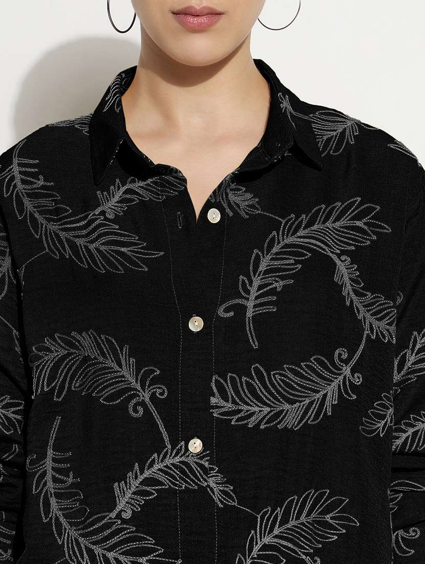 women embroidered long sleeve relaxed fit shirt - 21982937 - Standard Image - 4