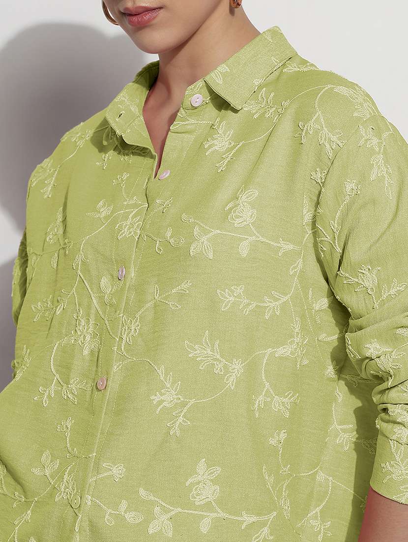 women embroidered long sleeve relaxed fit shirt - 21982940 - Standard Image - 4
