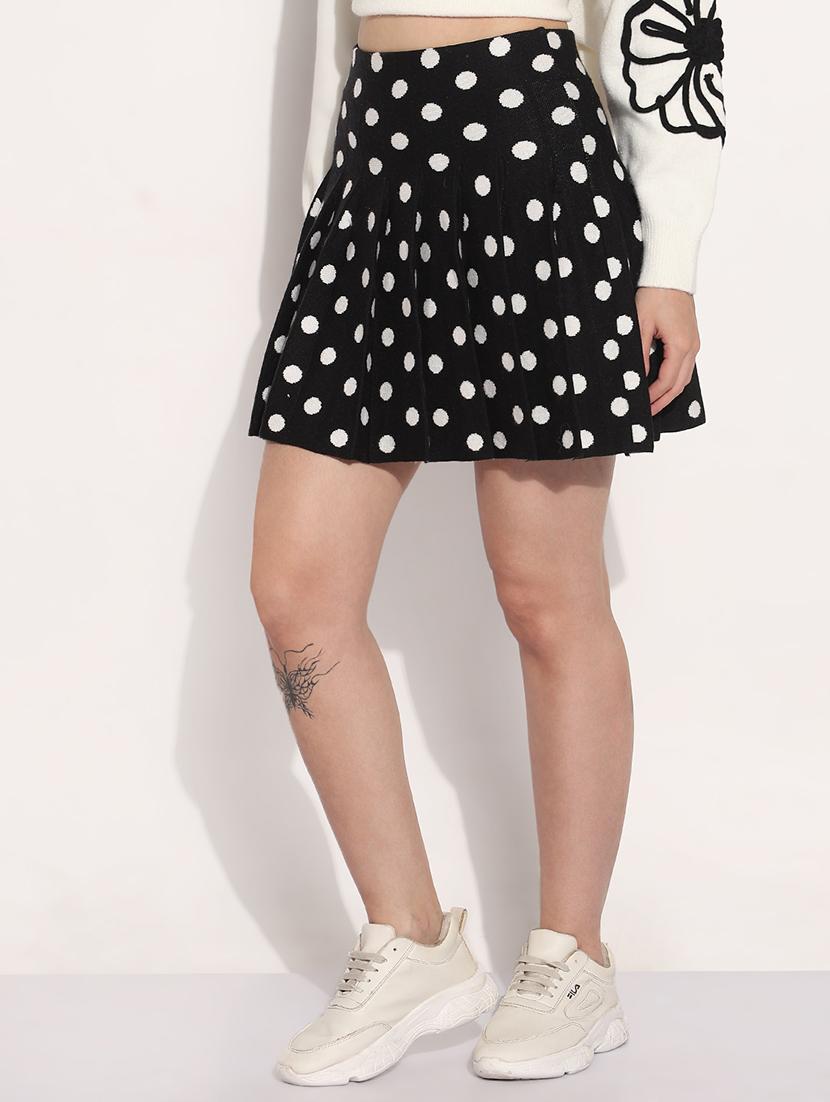 women polka doted high rise flared skirt - 21982949 - Standard Image - 1