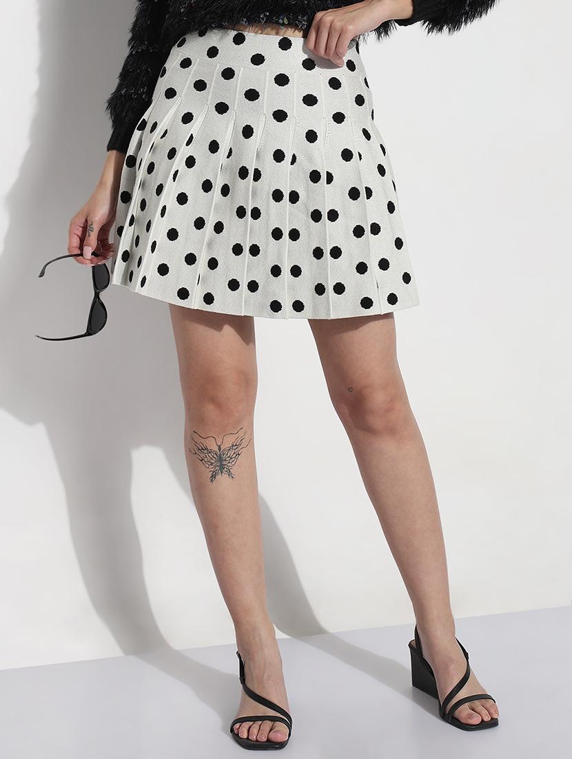 women polka doted high rise flared skirt - 21982950 -  Standard Image - 1