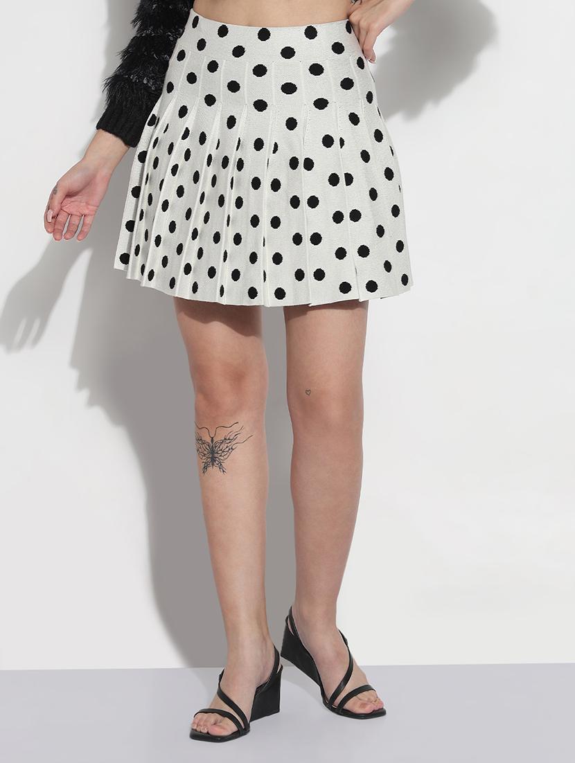 women polka doted high rise flared skirt - 21982950 - Standard Image - 4