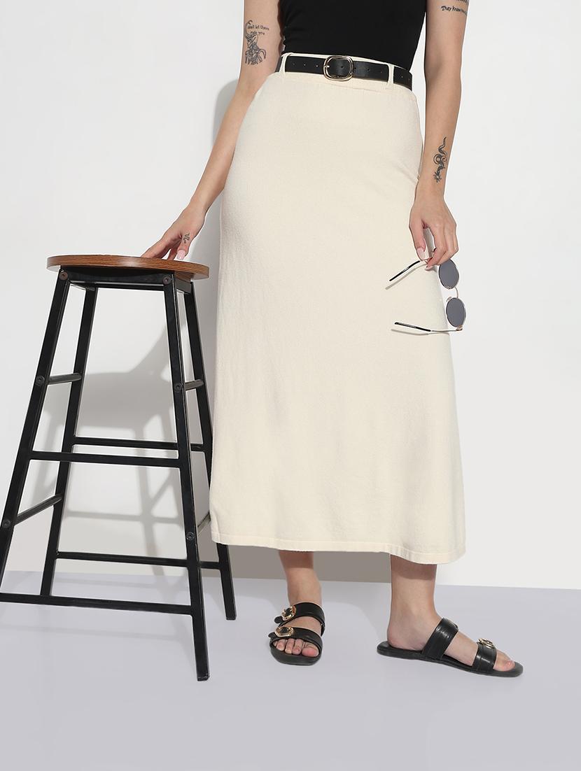 women solid high rise a-line maxi skirt - 21982952 - Zoom Image - 0