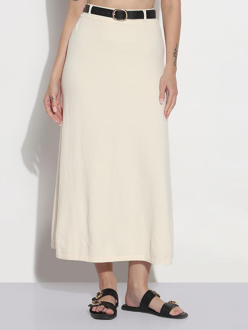 women solid high rise a-line maxi skirt - 21982952 - Standard Image - 1