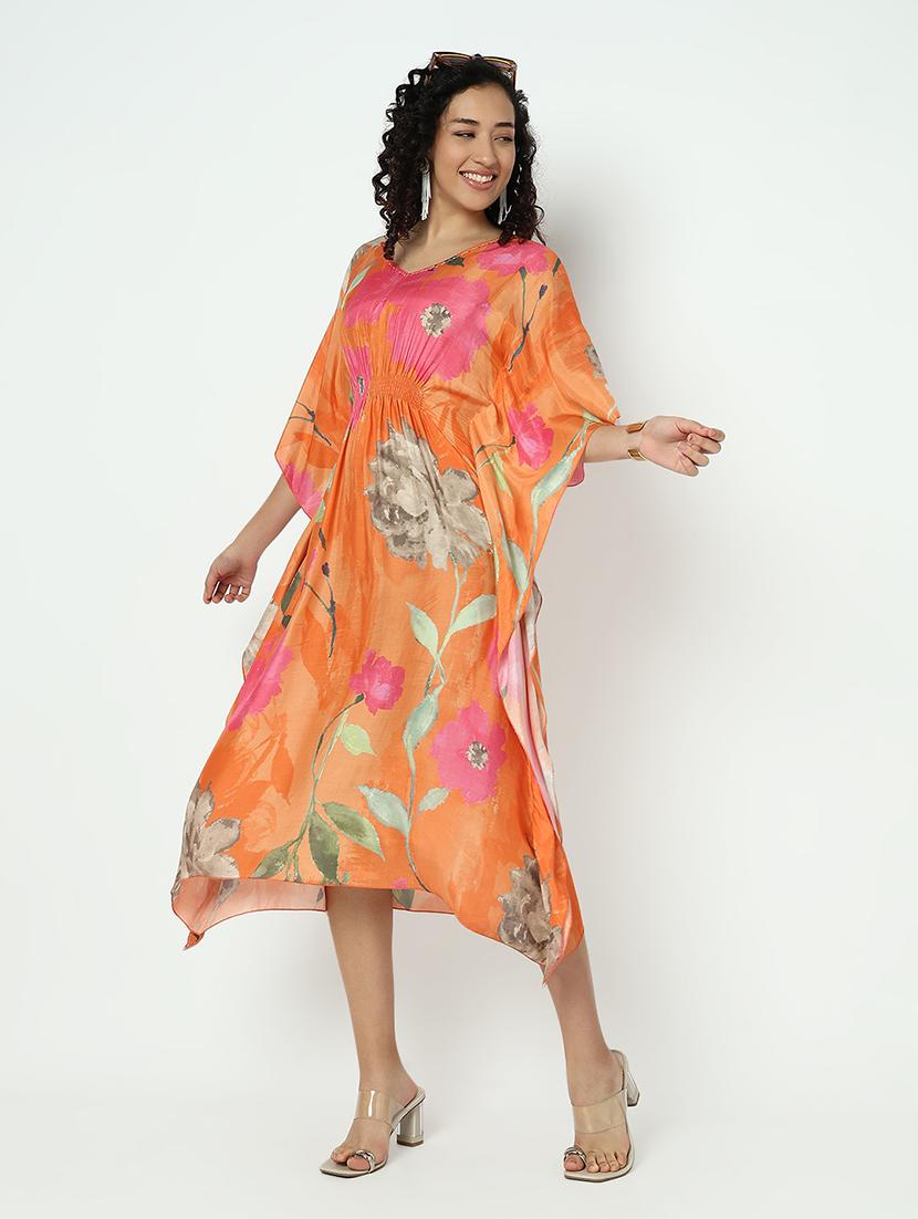 women floral print kimono sleeve kaftan dress - 21982960 -  Standard Image - 1