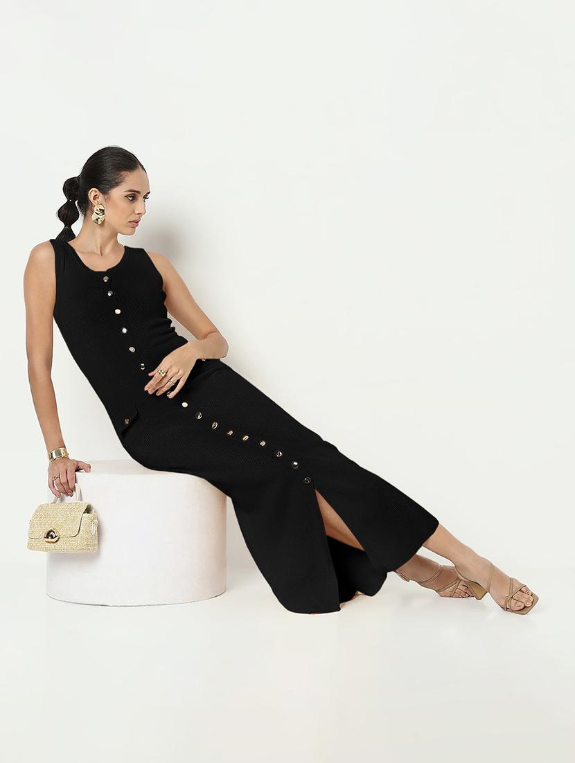 women black solid sleeveless bodycon dress - 21982963 - Standard Image - 4