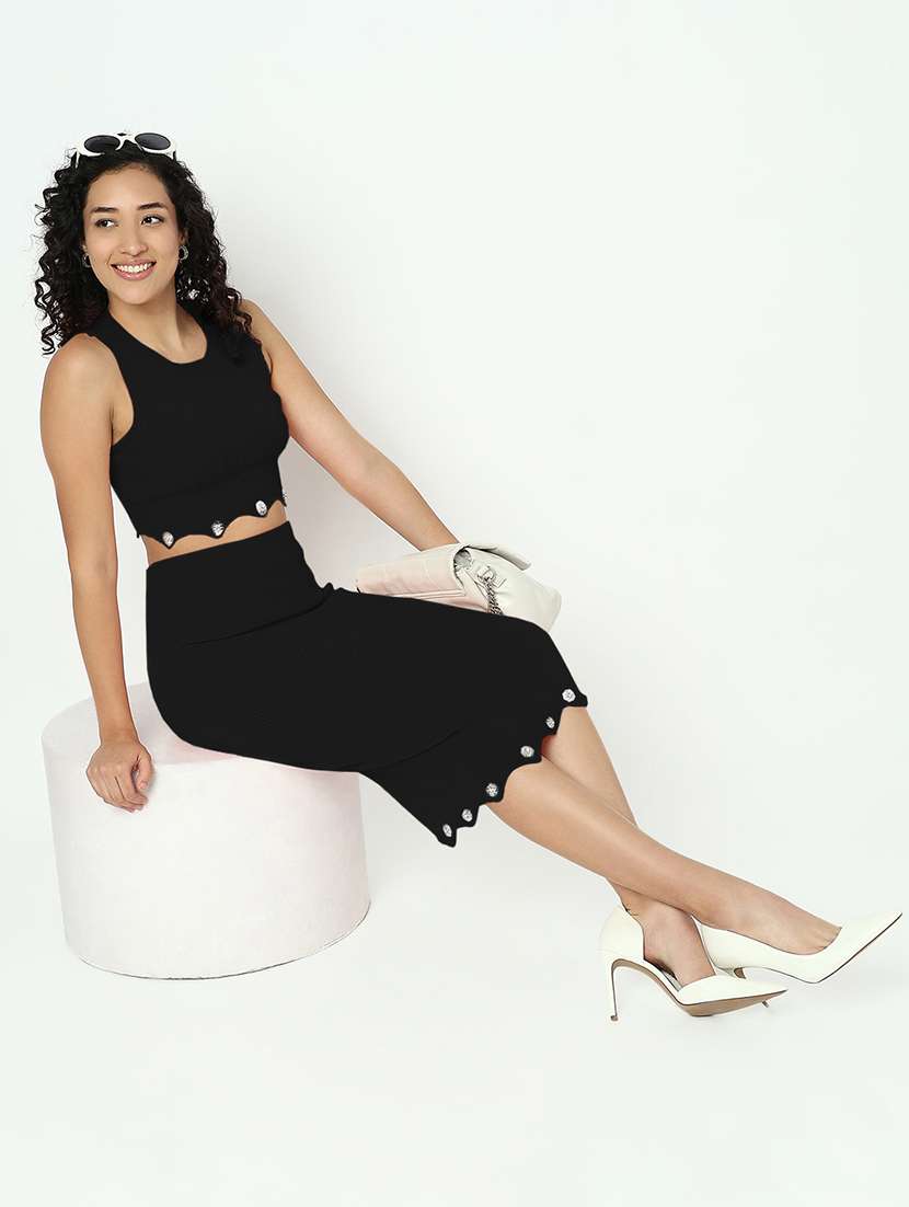 women solid top and skirt co-ord set - 21982967 -  Standard Image - 1