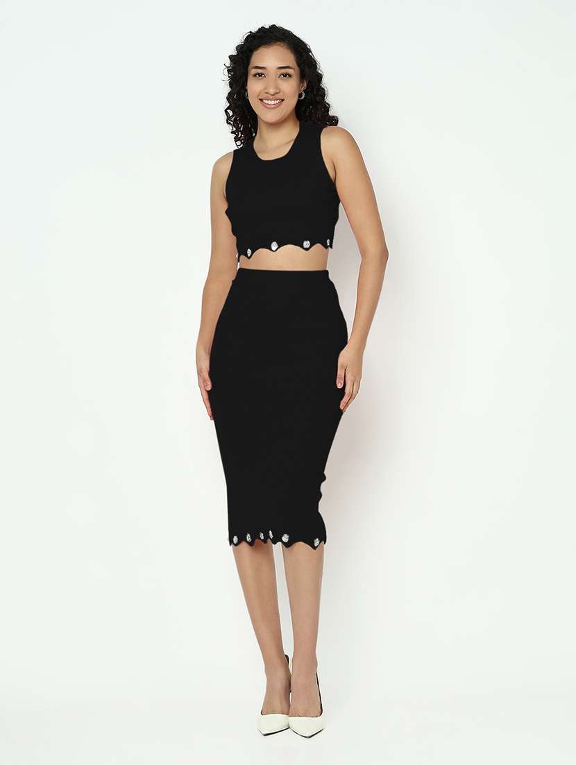 women solid top and skirt co-ord set - 21982967 -  Standard Image - 4