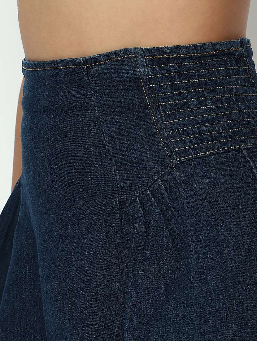 women solid denim tube top and skirt co-ord set - 21982972 -  Standard Image - 6