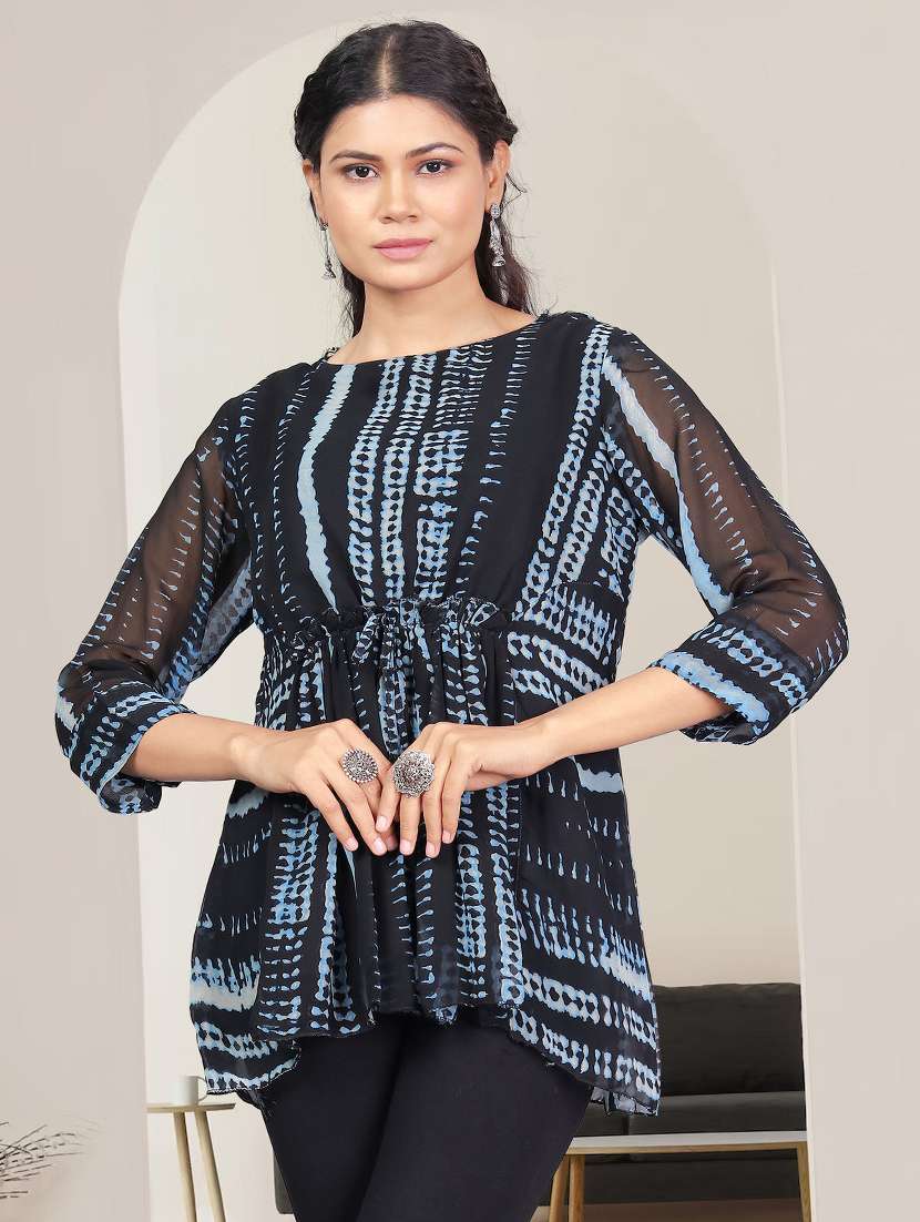 women black tie & dye boat neck a-line top - 21982991 -  Standard Image - 1