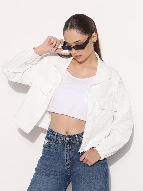 women white solid long sleeve jacket - 21982998 - Standard Image - 0