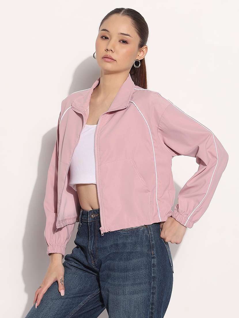 women solid long sleeve collared jacket - 21983005 -  Standard Image - 1