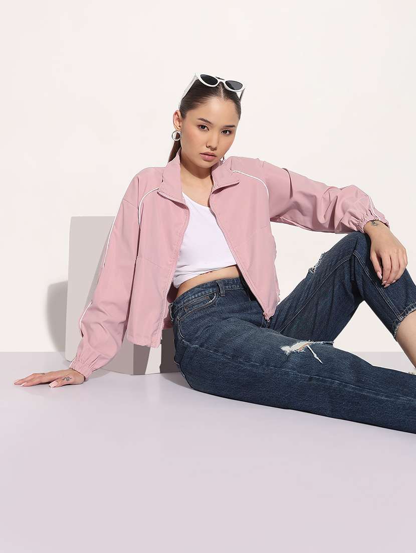 women solid long sleeve collared jacket - 21983005 -  Standard Image - 4