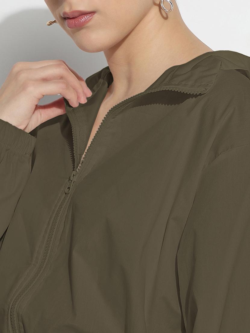 women solid long sleeve collared crop jacket - 21983007 - Standard Image - 4