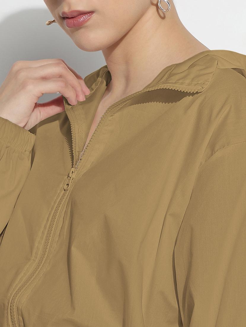 women solid long sleeve stand collar crop jacket - 21983008 - Standard Image - 4