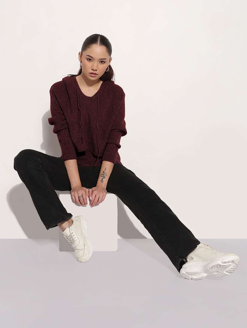 women self designed hooded top with slip - 21983013 -  Standard Image - 6