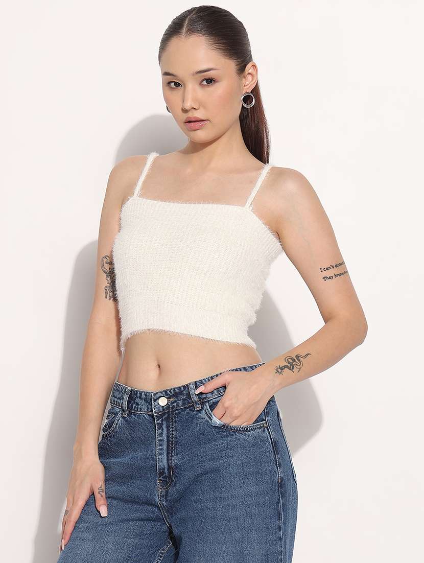 women white solid tank top with crop shrug - 21983018 -  Standard Image - 1