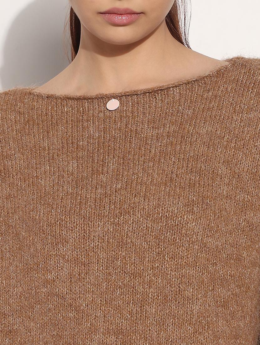 women solid long sleeve loose fit pullover - 21983023 - Standard Image - 4