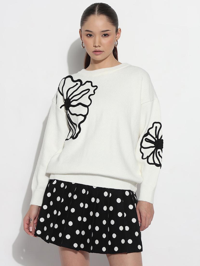 women white embroidered long sleeve pullover - 21983031 -  Standard Image - 1