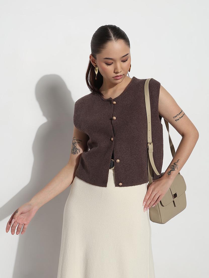 women self designed sleeveless kintted top - 21983039 -  Standard Image - 1