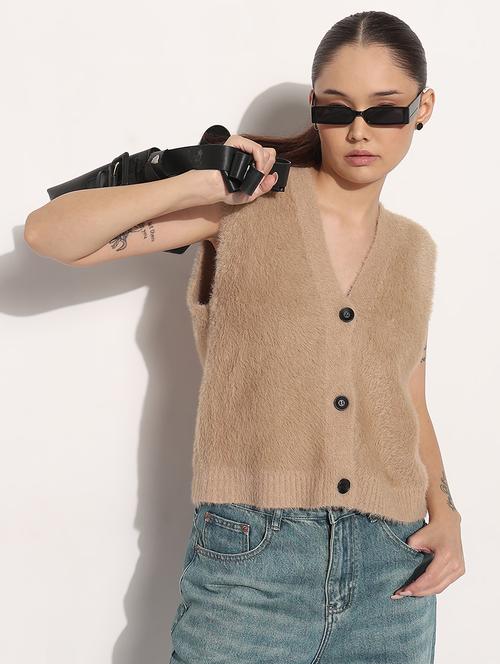 women self designed sleeveless kintted top - 21983040 - Standard Image - 0
