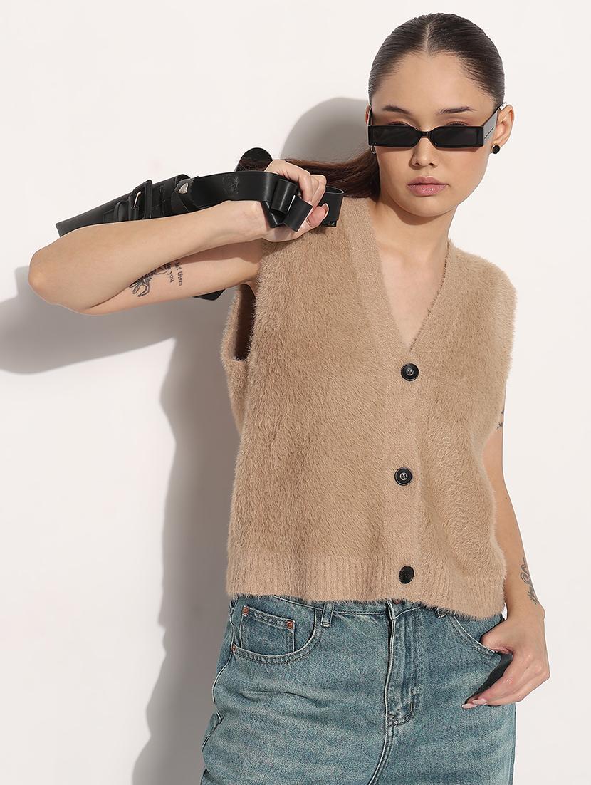 women self designed sleeveless kintted top - 21983040 - Zoom Image - 0