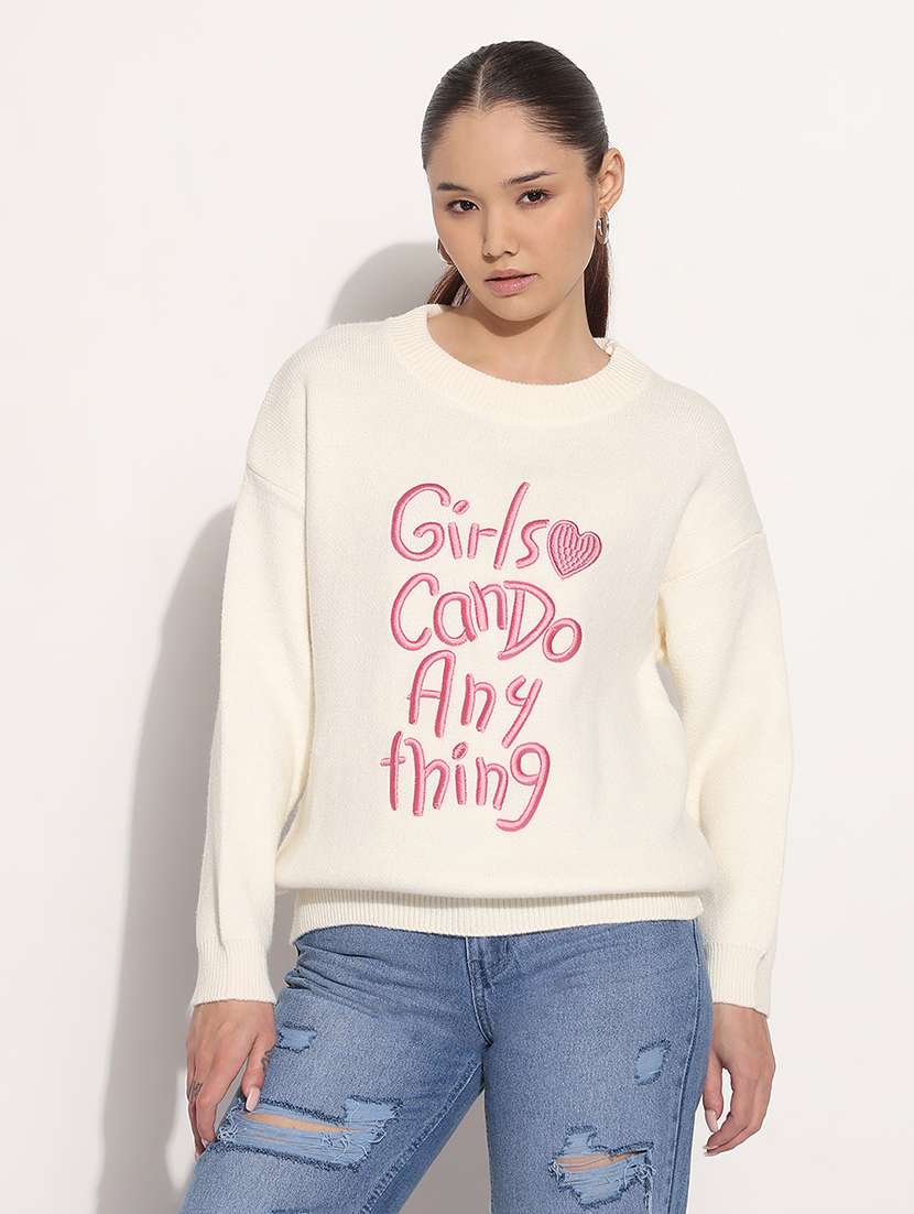 women typographic print long sleeve sweatshirt - 21983044 -  Standard Image - 1