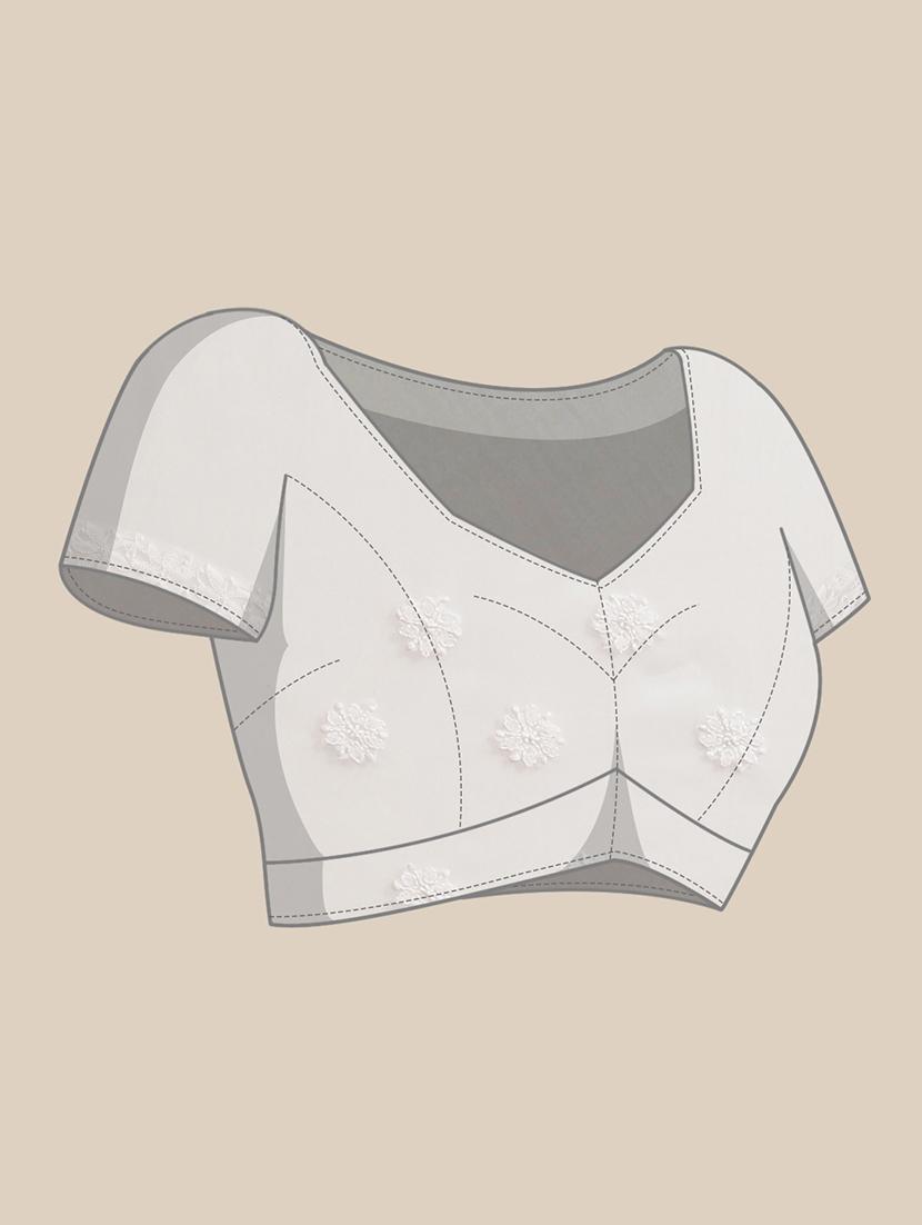 women solid with work chikankari saree with blouse - 21983049 - Standard Image - 4
