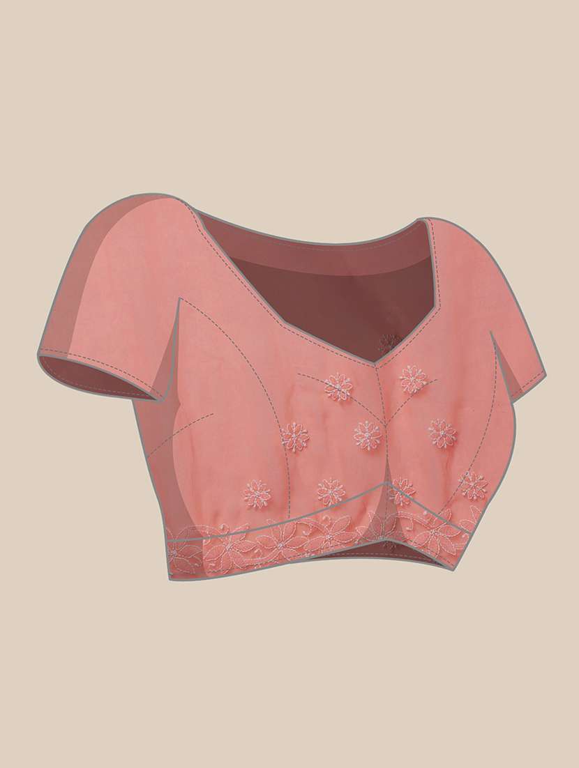 women solid with work chikankari saree with blouse - 21983052 -  Standard Image - 4