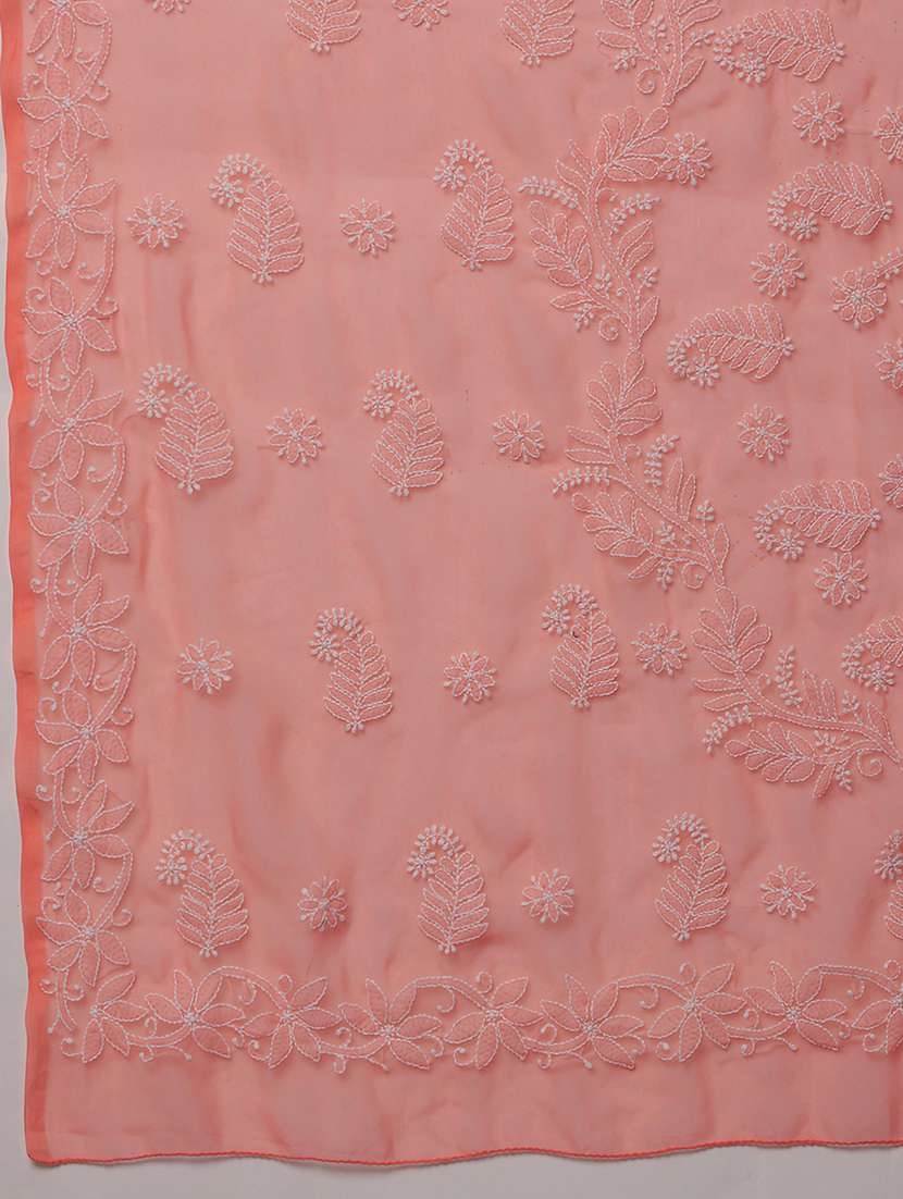 women solid with work chikankari saree with blouse - 21983052 -  Standard Image - 6