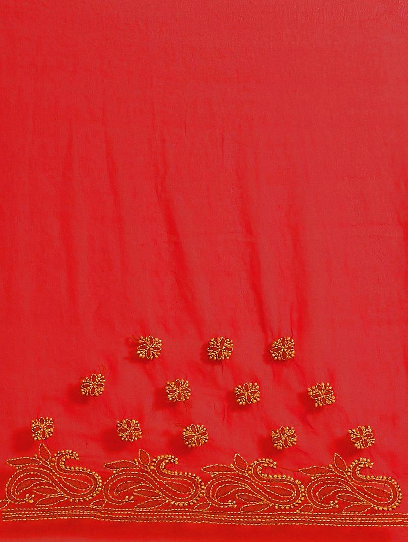 women solid with work chikankari saree with blouse - 21983056 - Standard Image - 4
