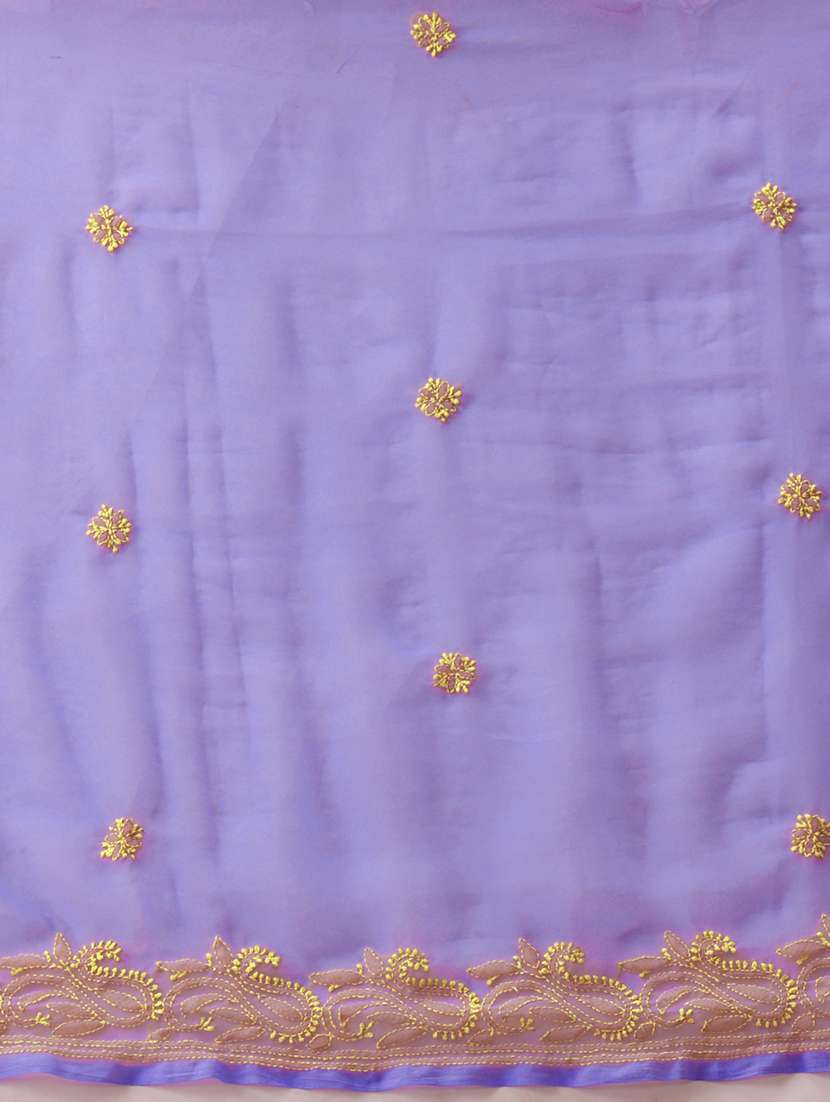 women solid with work chikankari saree with blouse - 21983057 - Standard Image - 6
