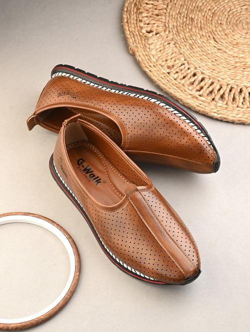 men tan slip on juti - 21983061 -  Standard Image - 0