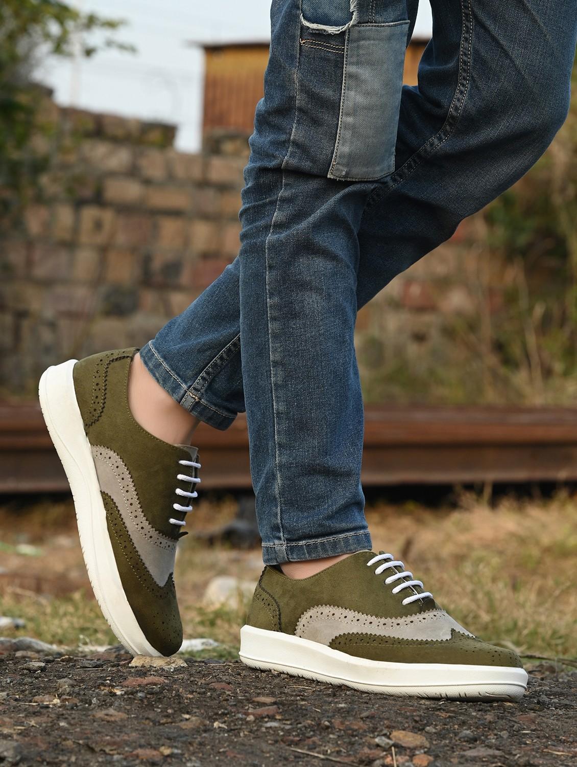 men olive lace up sneaker - 21983064 -  Standard Image - 1