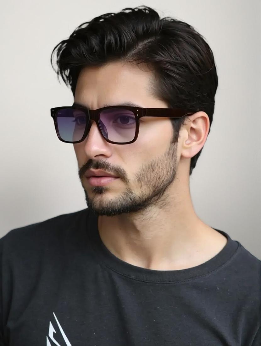 ted smith unisex grey graded square premium acetate sunglasses with polarised lens - 21983090 - Standard Image - 4