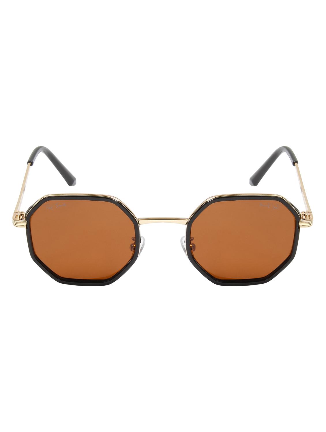 ted smith unisex brown octagon metal sunglasses with polarised lens - 21983092 - Standard Image - 1