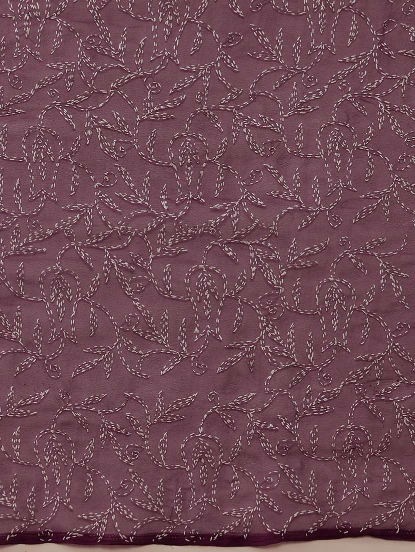 women solid with work chikankari saree with blouse - 21983099 - Standard Image - 6