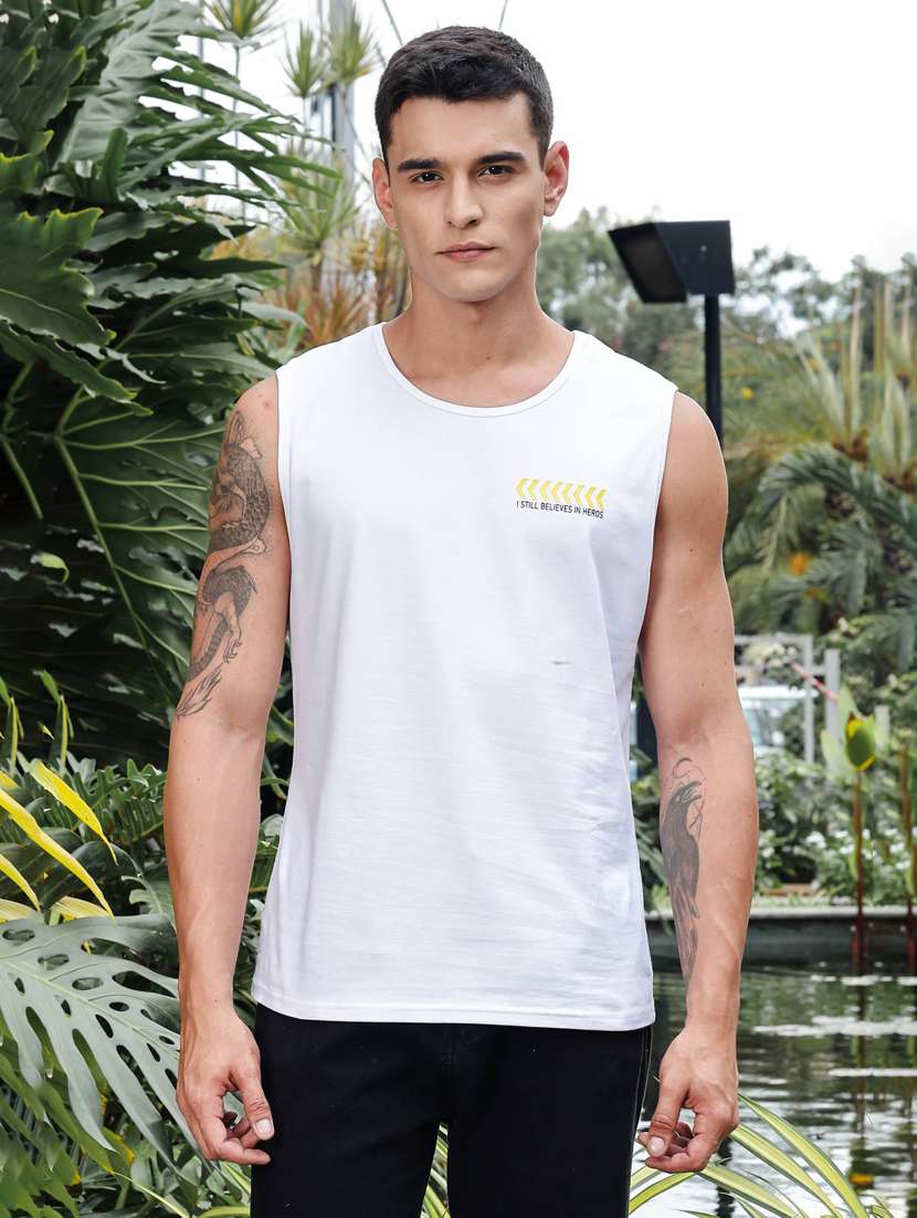 men white placement print round neck vest - 21983109 -  Standard Image - 1